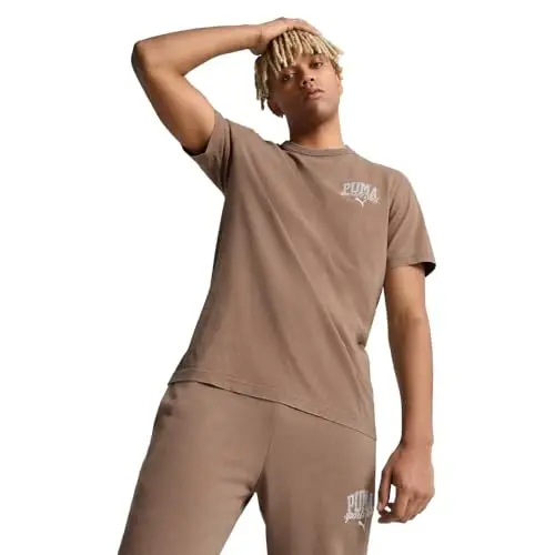PUMA Mens Village Wear Graphic Crew Neck Short Sleeve Casual Tops Casual 