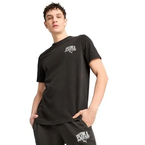 PUMA Mens Village Wear Graphic Crew Neck Short Sleeve Casual Tops Casual 