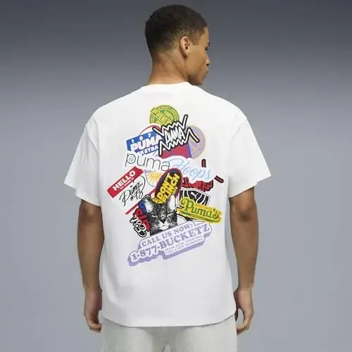 PUMA Mens Village Wear Graphic Crew Neck Short Sleeve Casual Tops Casual - 4