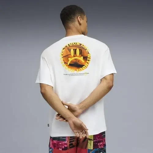 PUMA Mens Village Wear Graphic Crew Neck Short Sleeve Casual Tops Casual - 4