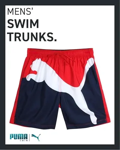 PUMA Men's Bathing Suit - 2 Pack Quick Dry Swimsuit Trunks with Mesh Compression Liner - 8