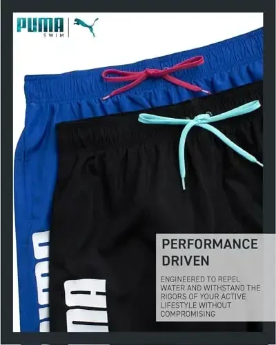 PUMA Men's Bathing Suit - 2 Pack Quick Dry Swimsuit Trunks with Mesh Compression Liner - 8