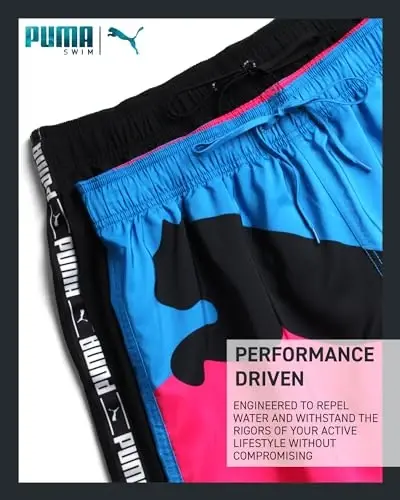 PUMA Men's Bathing Suit - 2 Pack Quick Dry Swimsuit Trunks with Mesh Compression Liner - 8