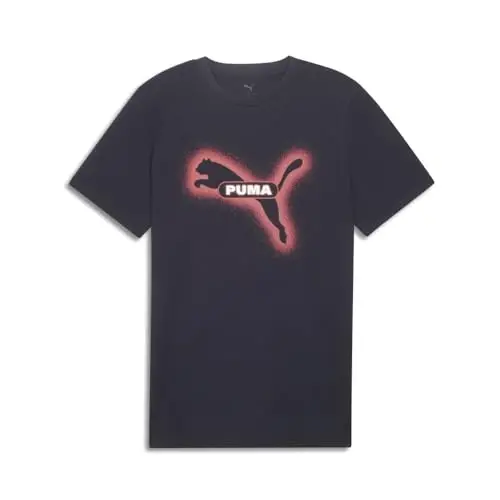 PUMA Mens Street Art Graphic Crew Neck Short Sleeve Casual Tops Casual - Blue - 1
