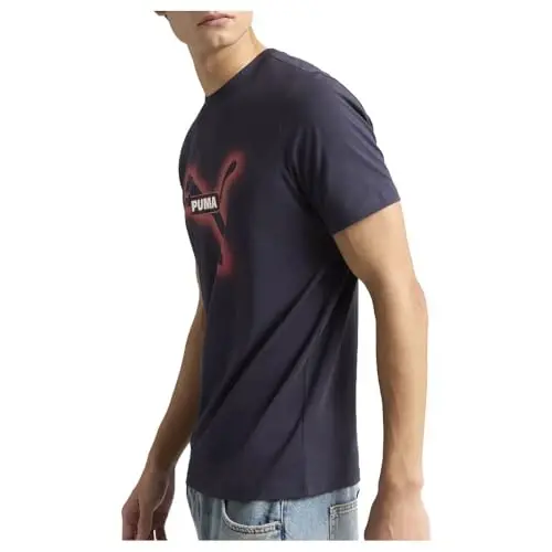 PUMA Mens Street Art Graphic Crew Neck Short Sleeve Casual Tops Casual - Blue - 5