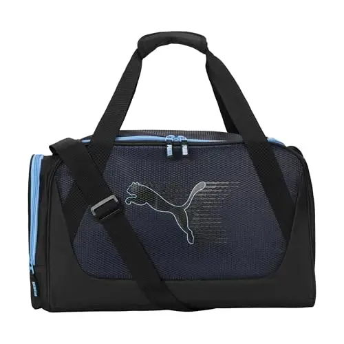 PUMA unisex-adult Form Factor Duffel with Adjustable Strap, Padded Bottom & Zip Pockets 