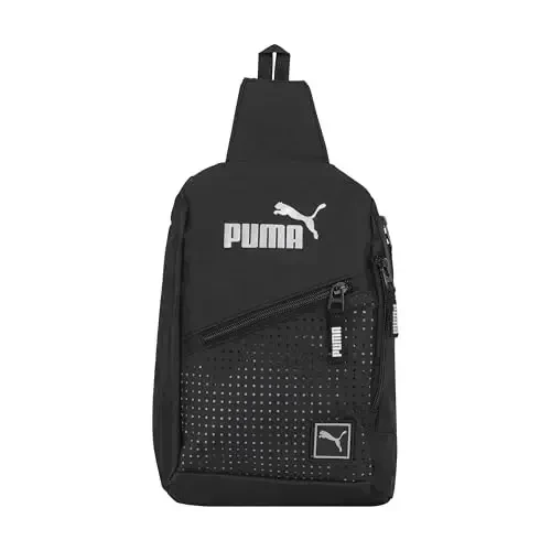 PUMA EVERCAT SIDEWALL SLING BACKPACK,Black/Silver,One Size - MODAZONE