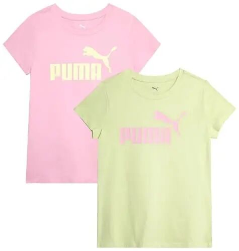 PUMA Girls 2 Pack T-Shirts Core Logo Short Sleeve Tee Shirts (Sizes S-XL) | Soft Breathable Cotton Blend, Comfortable Casual Fit, Great for School, Play & Everyday Athletic Wear - Puma