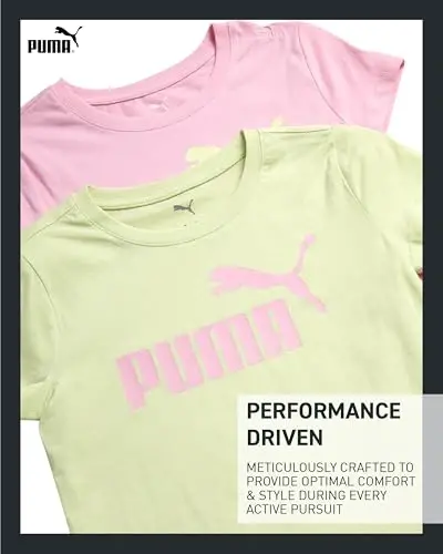 PUMA Girls 2 Pack T-Shirts Core Logo Short Sleeve Tee Shirts (Sizes S-XL) | Soft Breathable Cotton Blend, Comfortable Casual Fit, Great for School, Play & Everyday Athletic Wear - 4