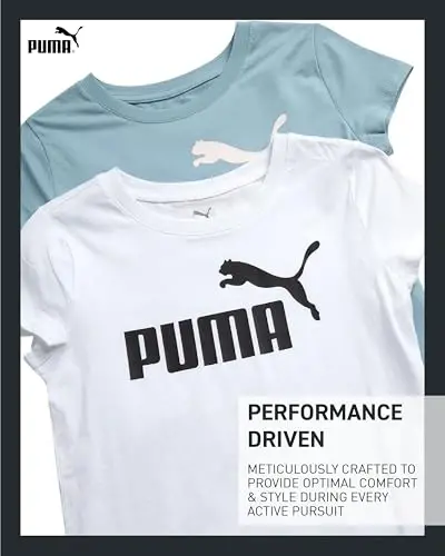 PUMA Girls 2 Pack T-Shirts Core Logo Short Sleeve Tee Shirts (Sizes S-XL) | Soft Breathable Cotton Blend, Comfortable Casual Fit, Great for School, Play & Everyday Athletic Wear - 4