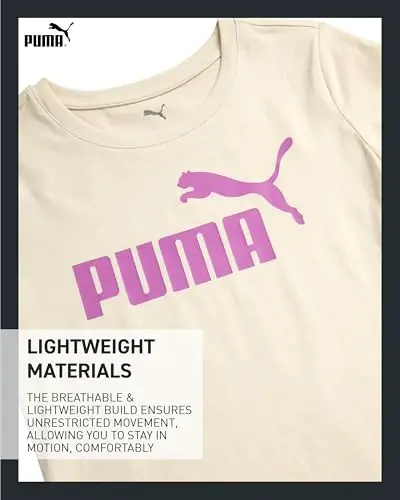 PUMA Girls 2 Pack T-Shirts Core Logo Short Sleeve Tee Shirts (Sizes S-XL) | Soft Breathable Cotton Blend, Comfortable Casual Fit, Great for School, Play & Everyday Athletic Wear - 5