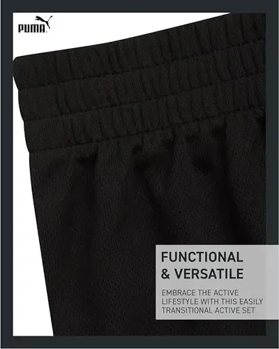 PUMA Girls Athletic Shorts Set - 2 Piece Active Performance TShirt and Gym Bike Kids Shorts Girls Activewear Set (7-14) - 5