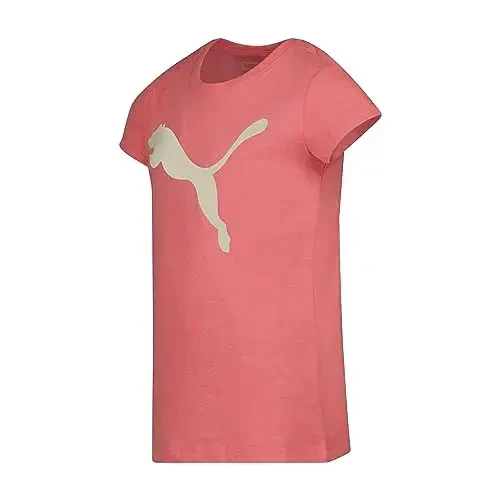 PUMA Girls Core Logo Qisqa Qisma футболka, Dumaloq bo'yin, Yumshoq va Yengil - 3