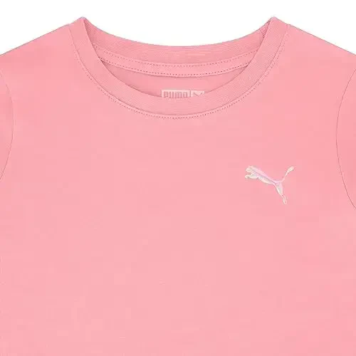 PUMA Girls Core Logo Qisqa Yengli Futbolka, Dumaloq Bo'yin, Yumshoq va Yengil - 4