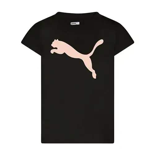PUMA Girls' Core Logo Short Sleeve футболka, Crewneck, Yumshoq va engil 