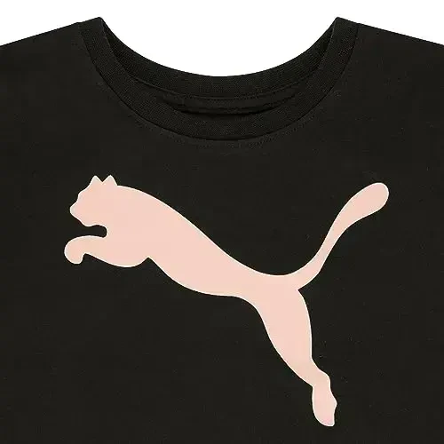 PUMA Girls' Core Logo Short Sleeve футболka, Crewneck, Yumshoq va engil - 5