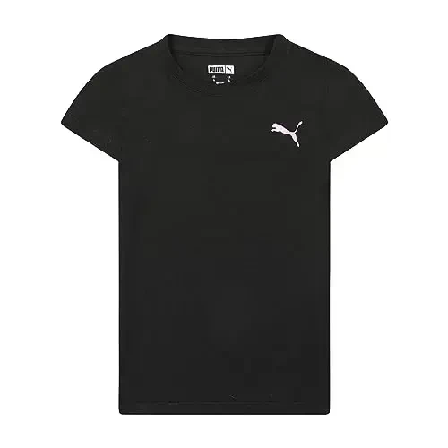 PUMA Girls' Core Logo Short Sleeve футболки, круг бўйин, юмшоқ ва енгил 
