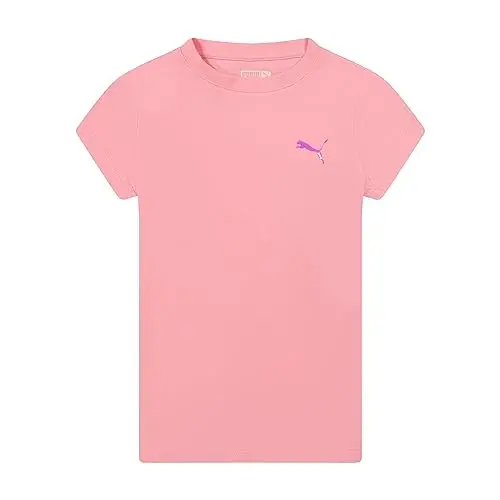 PUMA Girls' Core Logo Short Sleeve T-Shirt, Crewneck, Soft and Lightweight 