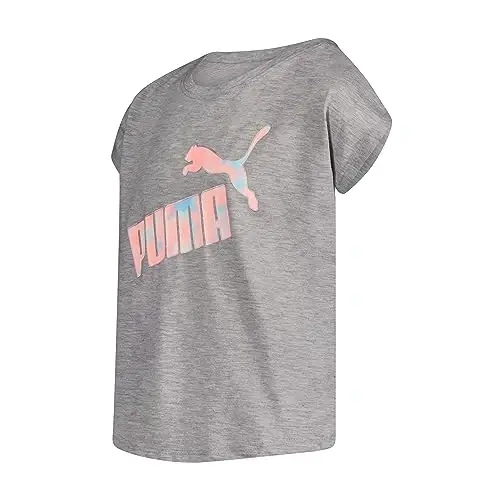 Puma Girls Core Logo Short Sleeve T-Shirt, Crewneck, Soft and Lightweight - 4