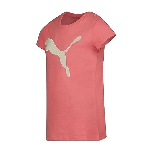 Puma Girls Core Logo Short Sleeve T-Shirt, Crewneck, Soft and Lightweight - 4