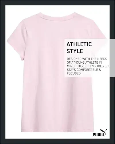 PUMA Girls T-Shirt - Core Logo T-Shirt for Girls - Basic Athletic Crewneck Short Sleeve Tee (7-16) - 5