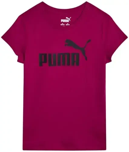 PUMA Girls T-Shirt - Core Logo T-Shirt for Girls - Basic Athletic Crewneck Short Sleeve Tee (7-16) 