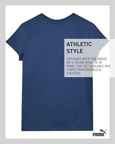 PUMA Girls T-Shirt - Qizlar uchun Core Logo T-Shirt - Asosiy Atletik O'rindiqli Qisqa Yengli Futbolka (7-16) - 6