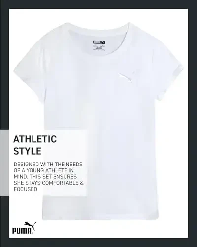 PUMA Girls T Shirts - 2 Pack Short Sleeve Logo Graphic Tees - Casual Everyday Athletic Shirts for Girls (Sizes: S-XL) - 6
