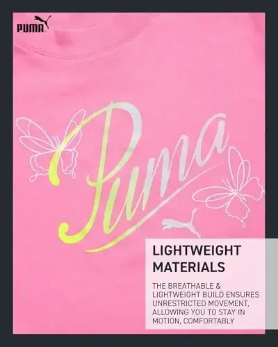 PUMA Girls Athletic Shorts Set - 2 Piece Active Performance TShirt and Gym Bike Kids Shorts Girls Activewear Set (7-14) - 4