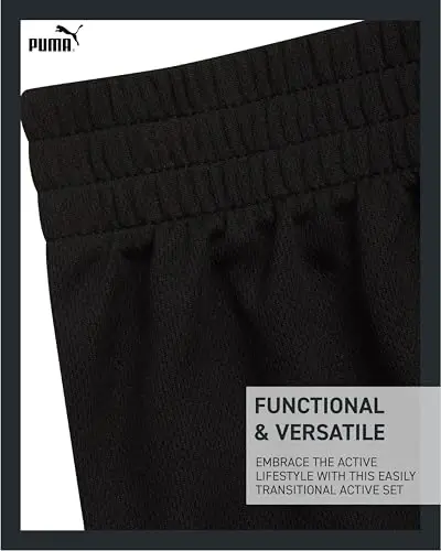 PUMA Girls Athletic Shorts Set - 2 Piece Active Performance TShirt and Gym Bike Kids Shorts Girls Activewear Set (7-14) - 5