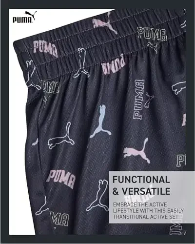 PUMA Girls Athletic Shorts Set - 2 Piece Active Performance TShirt and Gym Bike Kids Shorts Girls Activewear Set (7-14) - 5