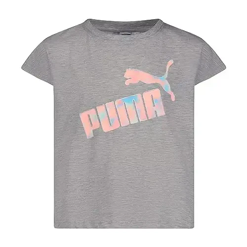 PUMA Girls' Core Logo Short Sleeve T-Shirt, Crewneck, Soft and Lightweight - PUMA (1)