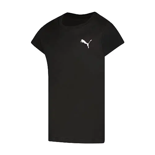 PUMA Girls Core Logo Short Sleeve T-Shirt, Crewneck, Soft and Lightweight - 3
