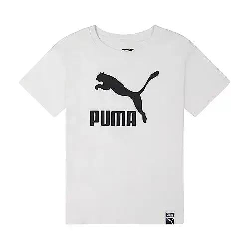 PUMA Girls Core Logo Short Sleeve T-Shirt, Crewneck, Soft and Lightweight - 2