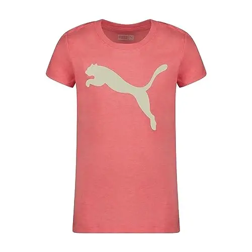 PUMA Girls Core Logo Short Sleeve T-Shirt, Crewneck, Soft and Lightweight - MODAZONE