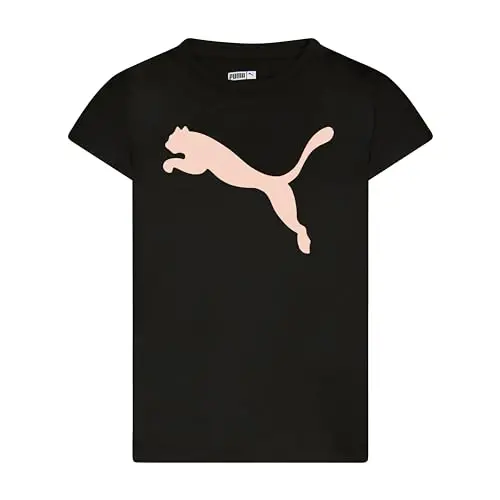Puma Girls Core Logo Short Sleeve T-Shirt, Crewneck, Soft and Lightweight - 1