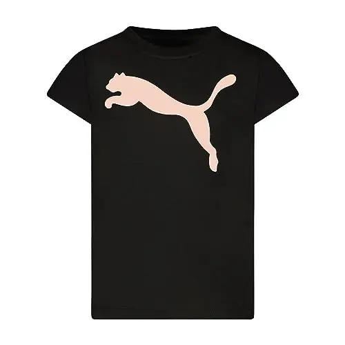 Puma Girls Core Logo Short Sleeve T-Shirt, Crewneck, Soft and Lightweight - 3