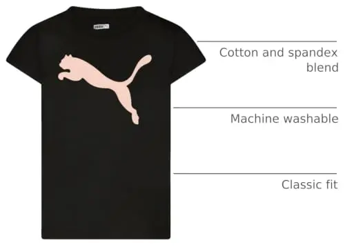 Puma Girls Core Logo Short Sleeve T-Shirt, Crewneck, Soft and Lightweight - 4