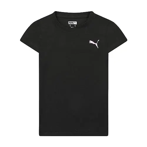 Puma Girls Core Logo Short Sleeve T-Shirt, Crewneck, Soft and Lightweight - 1