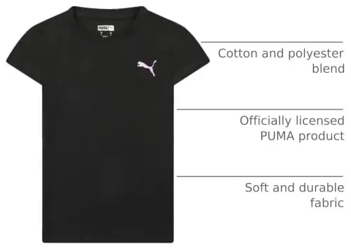 Puma Girls Core Logo Short Sleeve T-Shirt, Crewneck, Soft and Lightweight - 4