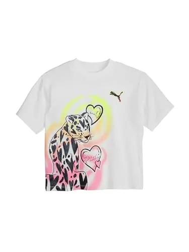 PUMA Girls Short Sleeve T-Shirt, Fashion Prints & Colors, Soft and Comfortable - 1