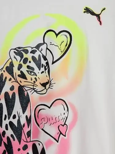 PUMA Girls Short Sleeve T-Shirt, Fashion Prints & Colors, Soft and Comfortable - 3