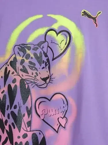 PUMA Girls Short Sleeve T-Shirt, Fashion Prints & Colors, Soft and Comfortable - 3