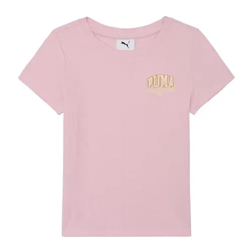Puma Girls Short Sleeve T-Shirt, Fashion Prints & Colors, Soft and Comfortable - 1