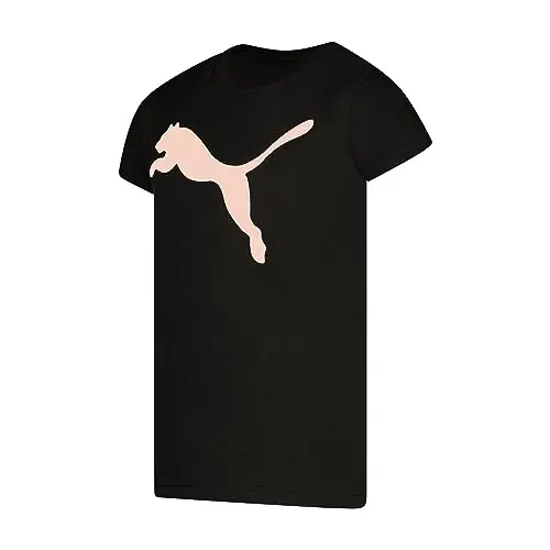 PUMA Girls Core Logo Short Sleeve T-Shirt, Crewneck, Soft and Lightweight - 4