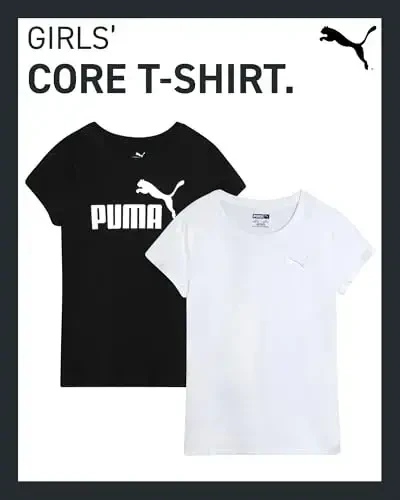 PUMA Girls T Shirts - 2 Pack Short Sleeve Logo Graphic Tees - Casual Everyday Athletic Shirts for Girls (Sizes: S-XL) - PUMA (1)