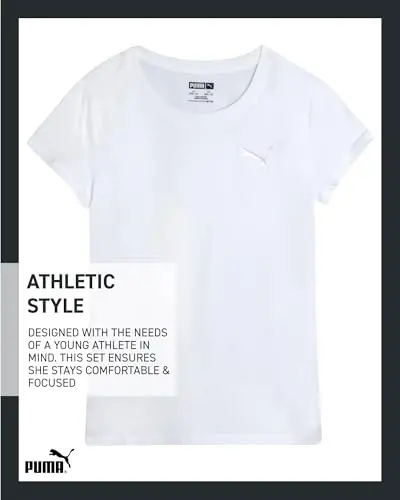 PUMA Girls T Shirts - 2 Pack Short Sleeve Logo Graphic Tees - Casual Everyday Athletic Shirts for Girls (Sizes: S-XL) - 6