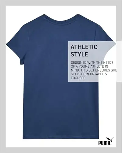 PUMA Girls T-Shirt - Core Logo T-Shirt for Girls - Basic Athletic Crewneck Short Sleeve Tee (7-16) - 6
