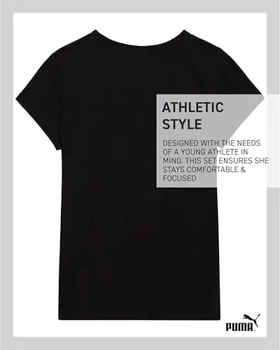 PUMA Girls T-Shirt - Core Logo T-Shirt for Girls - Basic Athletic Crewneck Short Sleeve Tee (7-16) - 5