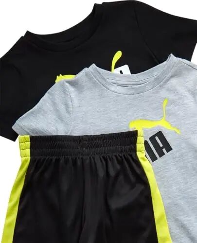PUMA Little Boys 3 Piece Active T-Shirt Performance Shorts Set (Sizes 2T-7) | Soft Breathable Cotton Blend, Comfortable Active Fit, Short Sleeve Crewneck, Great for Play & Everyday Youth Wear - Puma (1)
